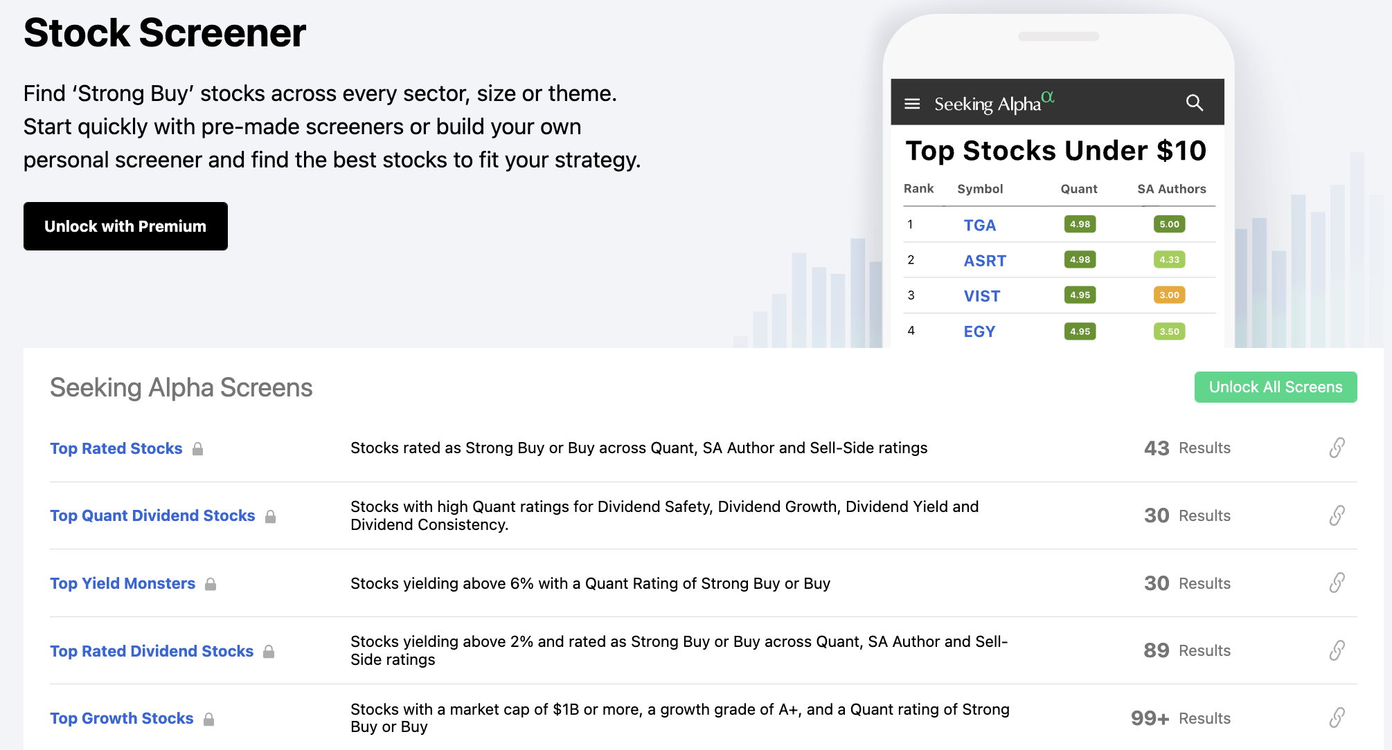screenshot of Seeking Alpha